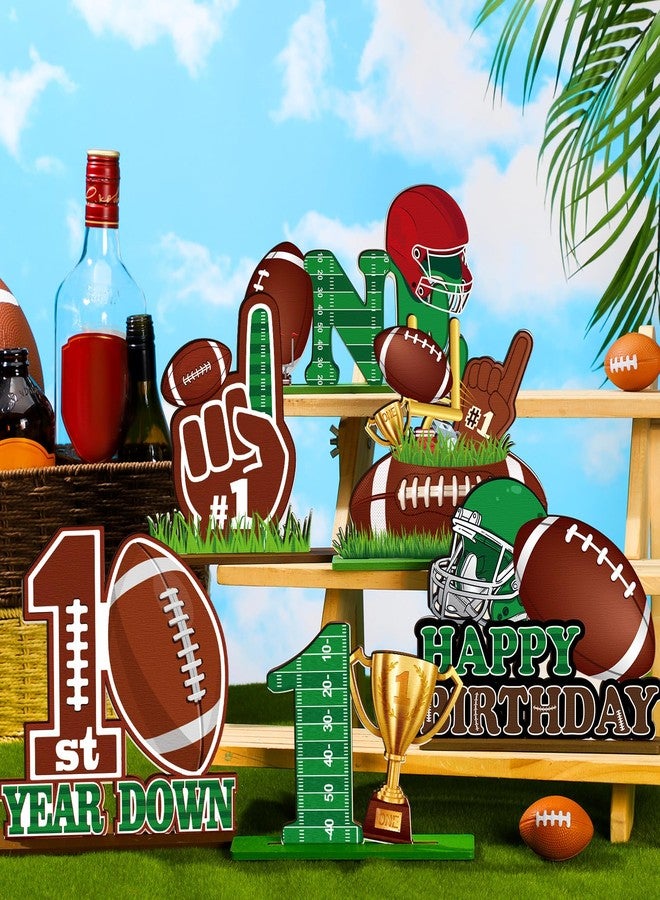 Quzzil 6 Pcs Football First Year Down Birthday Party Decorations Table Centerpiece Decoration Wooden Table Toppers for Football Birthday Party Game - Image 3